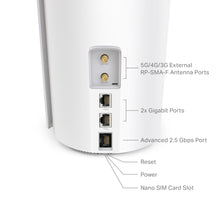 Lade das Bild in den Galerie-Viewer, TP-Link Deco X50 5G LTE WiFi 6 AX3000 Router 3 RJ45 2 RP-SMA-Anschlüsse für externe Antenne