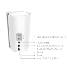 Lade das Bild in den Galerie-Viewer, TP-Link Deco X80 5G LTE WiFi 6 AX6000 Router 2 RJ45 RJ11 2 externe Antenne SMA-Anschluss