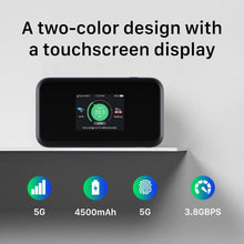 Lade das Bild in den Galerie-Viewer, ZTE MU5001 Schwarz Hotspot Pebble 5G 4G Kategorie 22 WiFi 6 4500mAh Akku mit Schnellladung